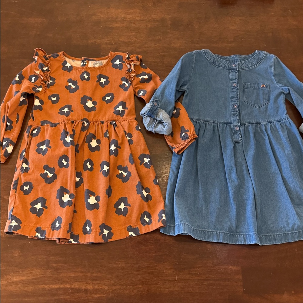 Carter's Orange Patterned and Blue Denim Dresses